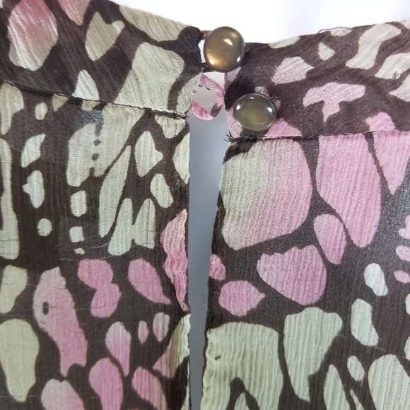 Y2k Vtg Marina Luna Fairy Coquette silk ruffle watercolor sleeveless top - Picture 3 of 8